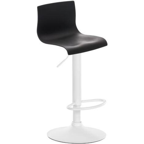 Tabouret de bar x1 avec repose-pieds pivotant dossier incurvé en plastique noir et métal blanc 100004983 (1/5)