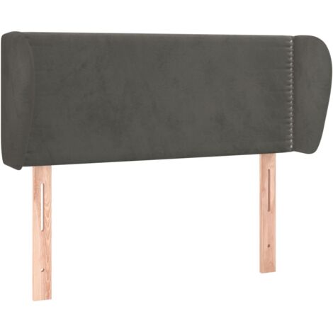Tête de lit accessoire couchage chambre à coucher meuble avec rebord latéral 103 x 23 x 78/88 cm tissu velours gris foncé TDL0205030 (1/5)