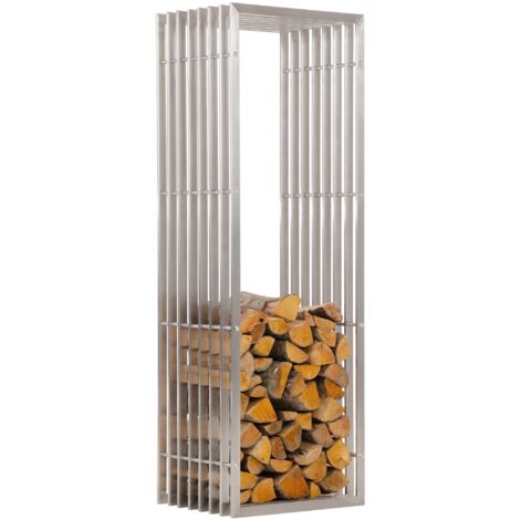 Range-bûches étagère support bois de cheminée 150x50 cm en acier inoxydable 100003538 (1/5)