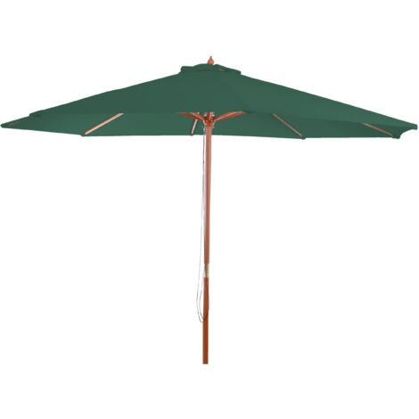 Parasol de jardin diamètre 3,5m polyester/bois 7kg couleur vert 040008011 (1/5)