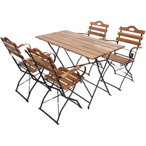 Table avec 4 chaises pliable de jardin terrasse balcon 040006693 (1/5)