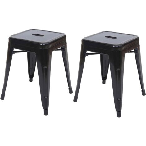Lot de 2 tabourets en métal design industriel empilable noir 040007481 (1/5)