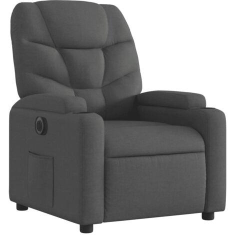 Fauteuil relax TV fonction d'inclinaison électrique très confortable en tissu noir DEC028483 (1/5)
