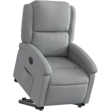 Fauteuil relax TV fonction de levage électrique très confortable en tissu gris clair DEC028302 (1/5)