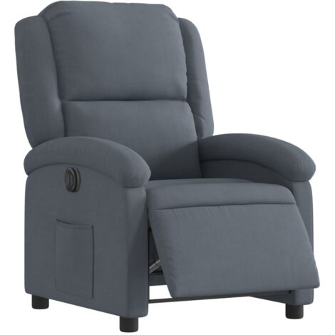 Fauteuil relax TV fonction d'inclinaison électrique très confortable en velours gris foncé DEC028369 (1/5)