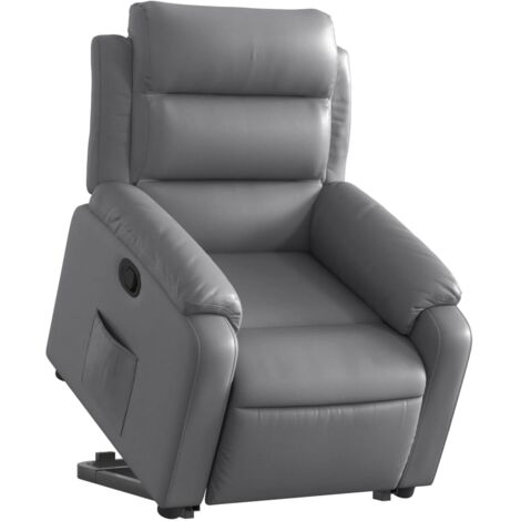 Fauteuil relax TV rembourrage confortable fonction de levage électrique en PVC gris DEC027987 (1/5)
