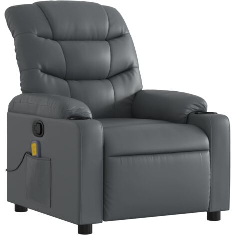 Fauteuil Massant Inclinable Avec Chauffage – Massage 5 Points, Rotation 360°, Repose-pieds, En Simili Cuir Noir