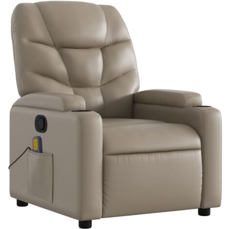 Fauteuil de relaxation TV fonction massage inclinable en PVC couleur cappuccino DEC026883 (1/5)