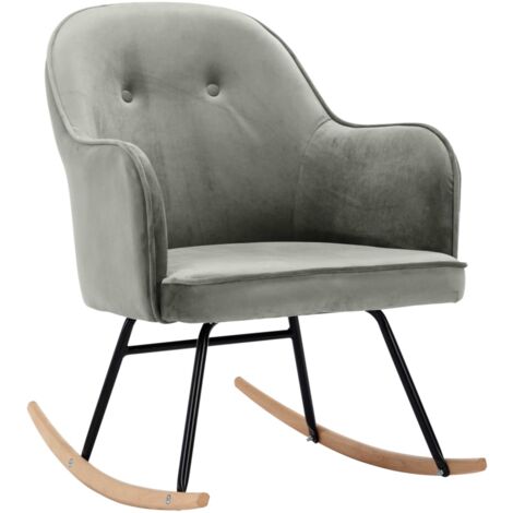 Fauteuil à bascule d'allaitement rembourré relax pour salon en velours gris DEC029000 (1/5)
