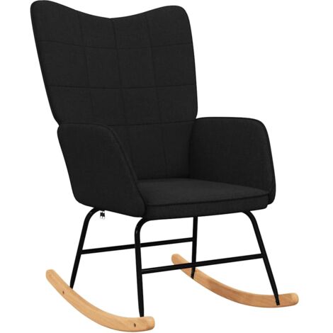 Fauteuil à bascule d'allaitement rembourré relax pour salon en tissu noir DEC029054 (1/5)