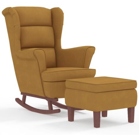 Fauteuil à Bascule Moderne Avec Repose-pieds - Design Milieu De Siècle - Rembourré Confortable - Pieds En Bois Massif - 300 Lbs Capacité