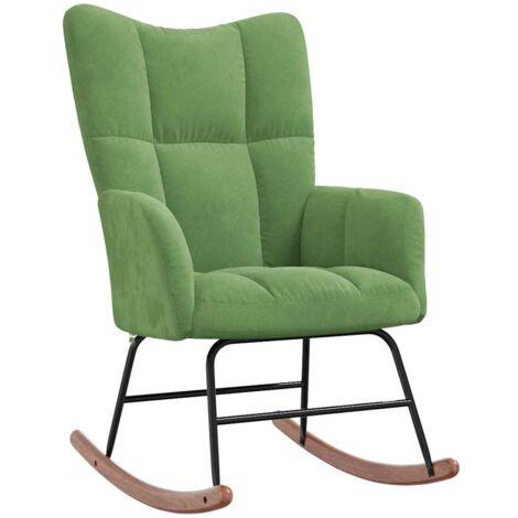 Fauteuil à bascule d'allaitement rembourré relax pour salon en velours vert clair DEC029090 (1/5)