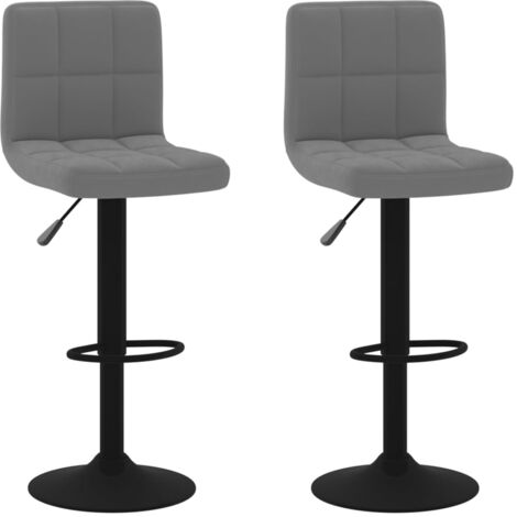 Lot de 2 tabourets de bar chaises hautes coutures carrées en velours gris foncé et acier noir DEC029717 (1/5)