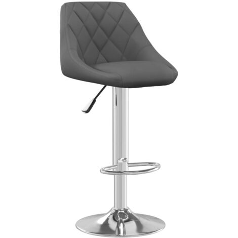 Tabouret de bar x1 chaise haute en velours gris foncé coutures losange et acier DEC029494 (1/5)