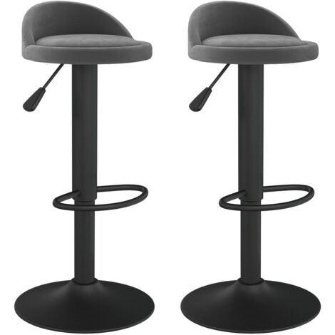 Lot de 2 tabourets de bar chaises hautes en velours gris foncé et acier noir DEC029723 (1/5)