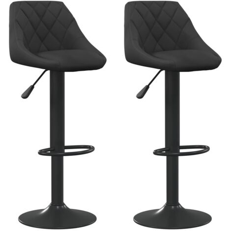 Lot de 2 tabourets de bar chaises hautes en velours noir coutures losange et acier noir DEC029831 (1/5)