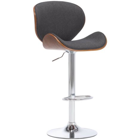Tabouret de bar x1 chaise haute rétro en tissu gris cadre en bois et métal DEC029497 (1/5)
