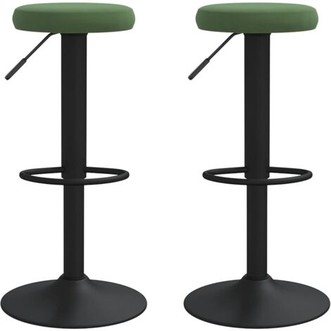 Lot de 2 tabourets de bar chaises hautes avec repose-pied en velours vert foncé et acier DEC029900 (1/5)