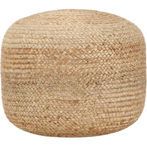 Pouf tabouret repose-pied fait à la main 45 x 30 cm jute brun DEC029969