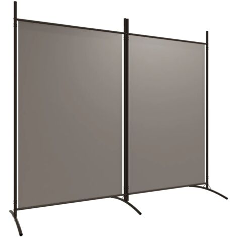 Paravent séparateur de pièce cloison 2 panneaux 175 x 180 cm tissu anthracite et fer DEC030707 (1/5)