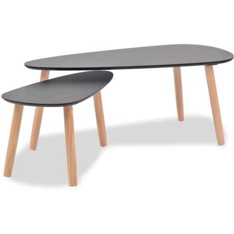 Ensemble de deux tables basses en bois de pin massif et MDF noir DEC031262 (1/5)