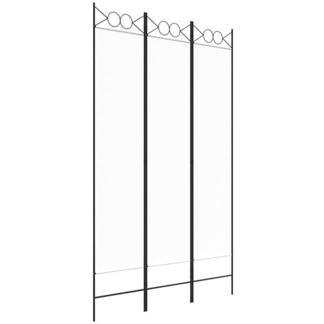 Paravent séparateur de pièce cloison 3 panneaux 120 x 200 cm tissu blanc et fer DEC030736 (1/5)