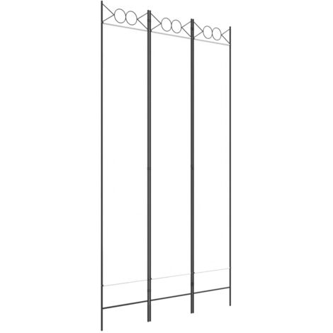 Paravent séparateur de pièce cloison 3 panneaux 120 x 220 cm tissu blanc et fer DEC030737 (1/5)