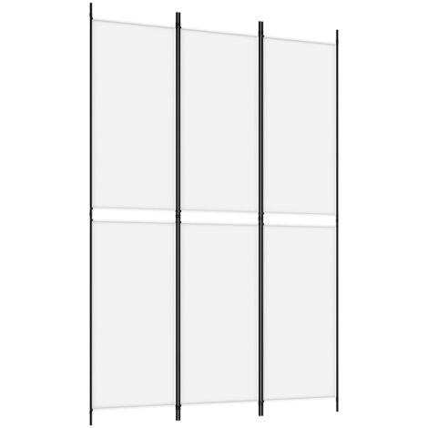 Paravent séparateur de pièce cloison 3 panneaux 150 x 220 cm tissu blanc et fer DEC030743 (1/5)