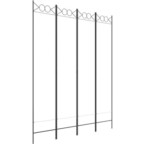 Paravent séparateur de pièce cloison 4 panneaux 160 x 200 cm tissu blanc et fer DEC030837 (1/5)