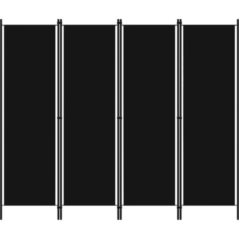 Paravent séparateur de pièce cloison 4 panneaux 200 x 180 cm en tissu noir et fer DEC030904 (1/5)