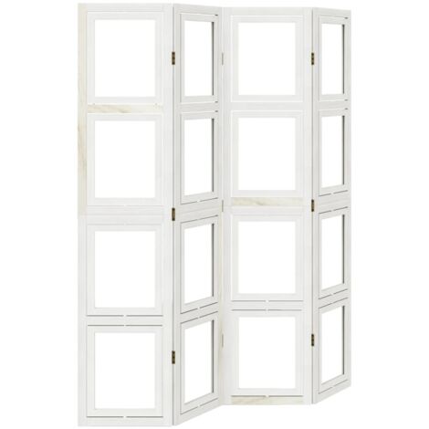 Paravent séparateur de pièce pliable 4 panneaux bois bambou coton
