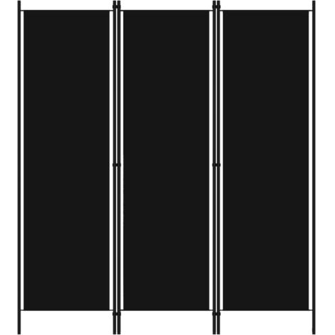 Paravent séparateur de pièce cloison 3 panneaux 150 x 180 cm en tissu noir et fer DEC030798 (1/5)