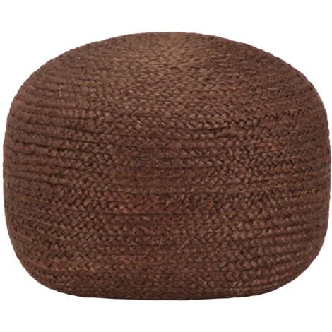 Pouf tabouret repose-pied fait à la main marron 40 x 45 cm jute brun DEC030001 (1/3)