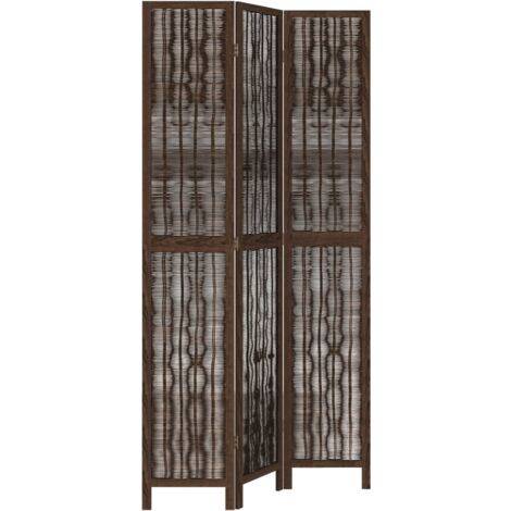 Paravent 3 Panneaux En Bois Et Rotin Marron – Séparateur D’espace Moderne – Dimensions 170x120 Cm – Par Homestyle4u
