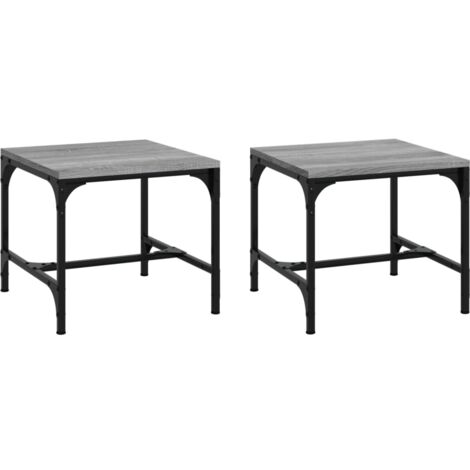 Set de 2 tables d'appoint 40 x 40 x 35 cm bois d'ingénierie gris et acier DEC031316 (1/5)