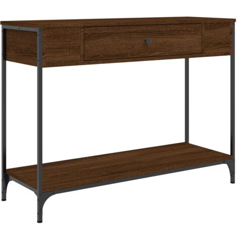 Table d'appoint console pratique avec tiroir de rangement 100 x 34,5 x 75 cm bois d'ingénierie marron et métal DEC031838 (1/5)