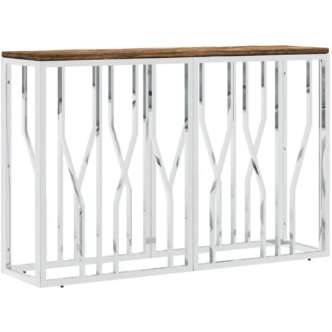 Maison Exclusive - Table Console Argenté Acier Inoxydable Et Bois Massif Acacia 92834180