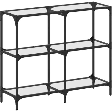 Table d'appoint d'entrée console avec dessus en verre transparent et acier 98 x 30 x 81cm DEC031354 (1/5)