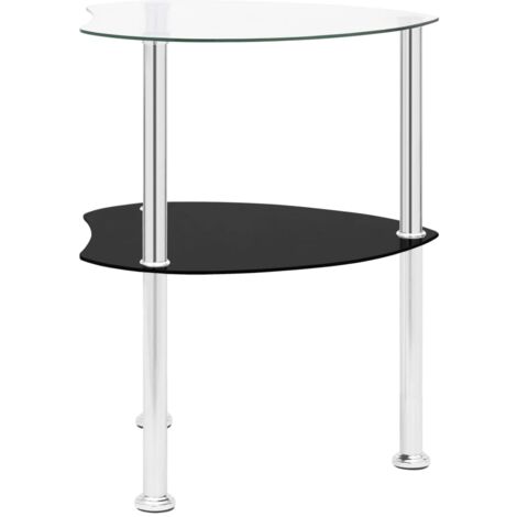 Table Basse Rectangulaire 2 Niveaux Verre Métal Noir - Table basse
