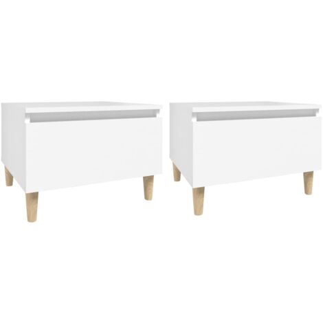 Lot de 2 tables d'appoint chevet avec tiroir 50 x 46 x 35 cm bois d'ingénierie blanc DEC032614 (1/5)