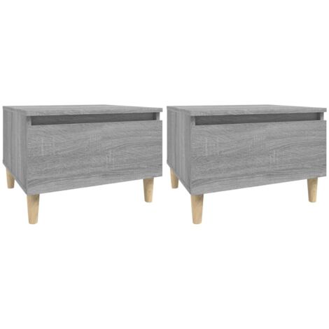 Lot de 2 tables d'appoint chevets avec tiroir 50 x 46 x 35 cm en bois ingénierie gris DEC032649 (1/5)