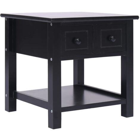 Table d'appoint chevet avec tiroirs 40 x 40 x 40 cm bois de paulownia et MDF noir DEC032484 (1/5)