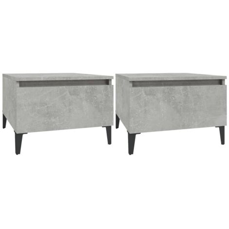 Lot de 2 tables d'appoint avec tiroir 50 x 46 x 35 cm bois d'ingénierie gris DEC032636 (1/5)