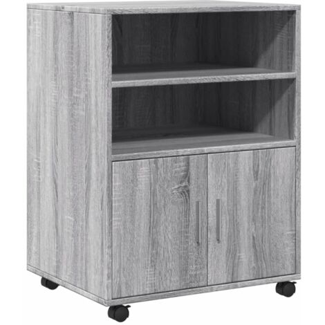 Meuble de bureau sur roulettes armoire de rangement bureau 60 x 48 x 81 cm bois d'ingénierie gris DEC024497 (1/5)