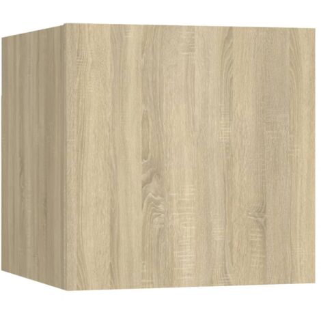 Table de chevet murale avec compartiment avec porte 30,5 x 30 x 30 cm bois d'ingénierie couleur chêne DEC033798 (1/5)