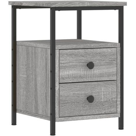 Table de chevet avec deux tiroirs et étagère 34 x 35,5 x 50 cm bois d'ingénierie gris DEC034587 (1/5)