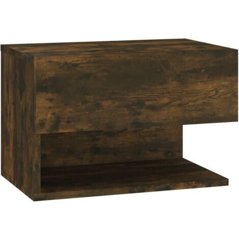 Table de chevet murale avec étagère et tiroir 46 x 29,5 x 30 cm en bois d'ingénierie marron DEC034248 (1/5)