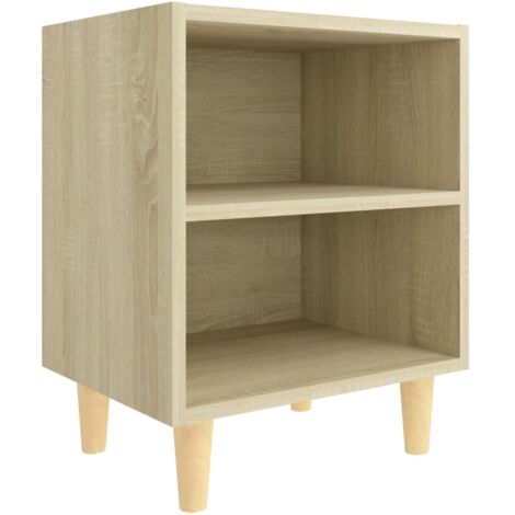 Table de chevet avec compartiment avec étagères pieds en bois 40 x 30 x 50 cm bois d'ingénierie couleur chêne DEC033208 (1/4)