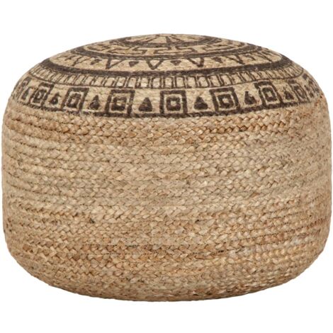 Pouf tabouret repose-pied fait à la main 45 x 30 cm en jute marron DEC030005 (1/3)