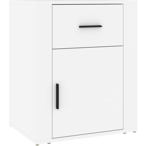 Table de chevet avec tiroir et compartiment avec porte 50 x 36 x 60 cm bois d'ingénierie blanc DEC033419 (1/5)